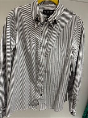 Laundry by Shelli Segal Men's Black and White Striped Dress Shirt